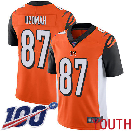 Cincinnati Bengals Limited Orange Youth C J Uzomah Alternate Jersey NFL Footballl 87 100th Season Vapor Untouchable